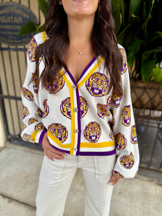 LSU Tiger Rhinestone Cardigan