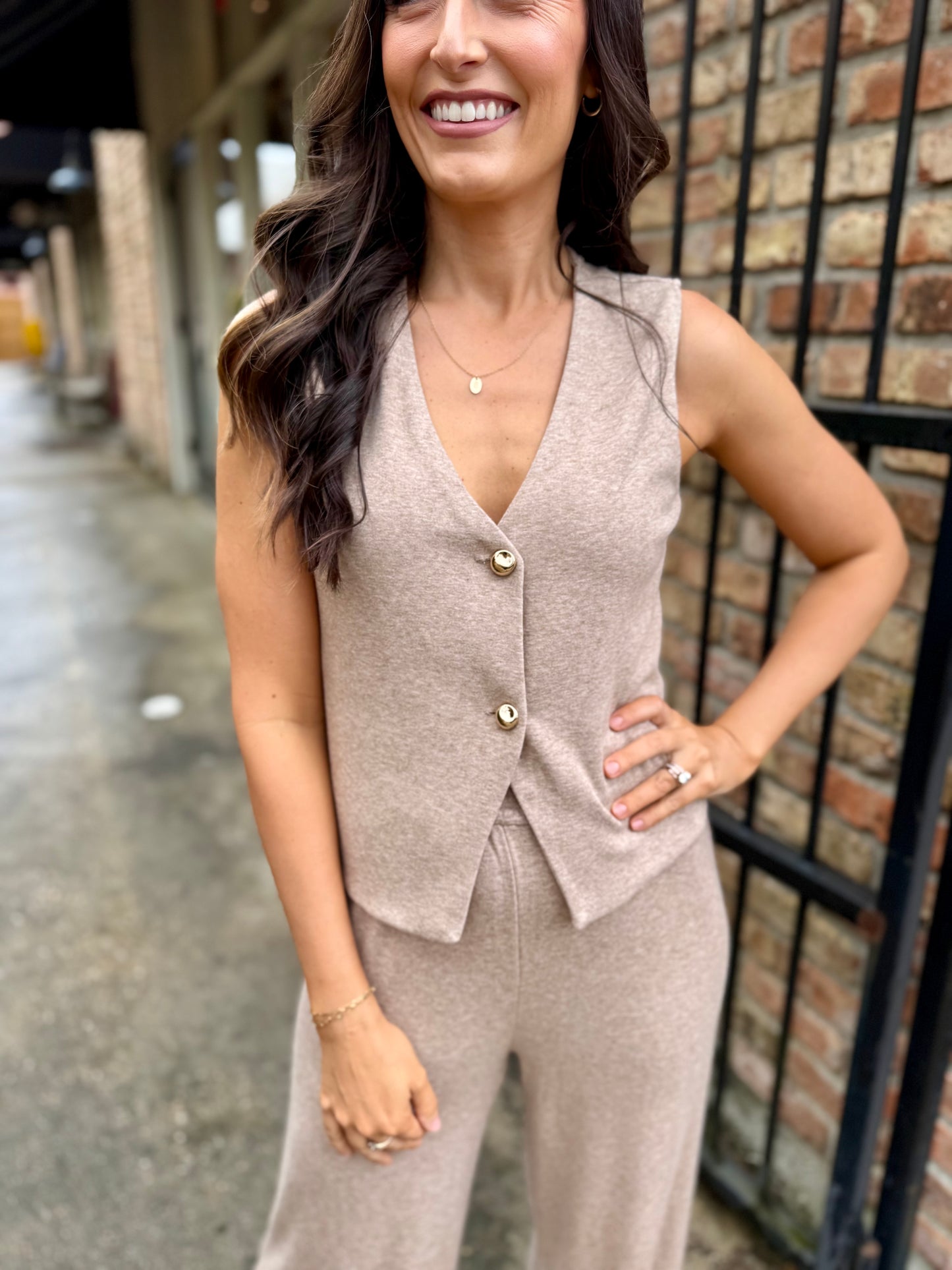 Rhapsody Knit Vest Top- Oatmeal