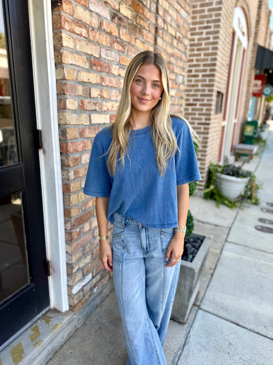 Z Supply Stellan Denim Top- Santorini Indigo