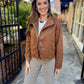 Halo Suede Snap Jacket- Camel