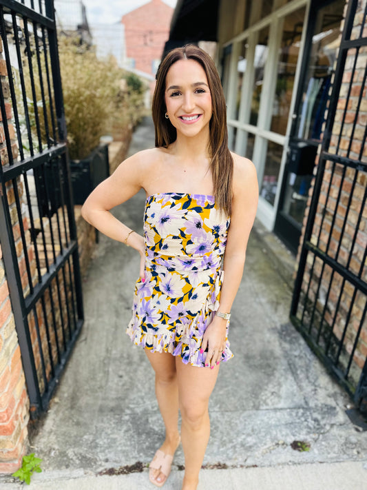 Kara Romper- Lavender/Mustard