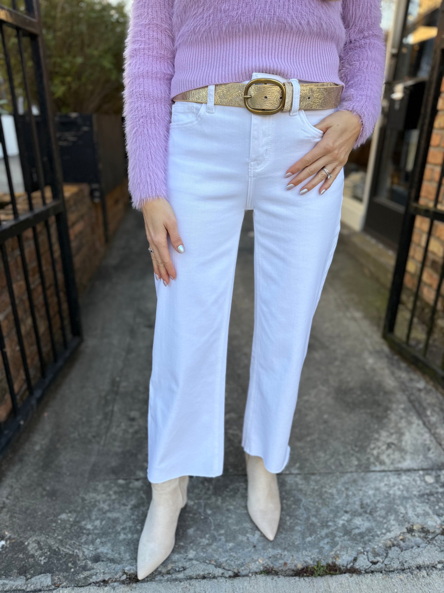 Olivia (Optic White) HR Wide Leg Denim