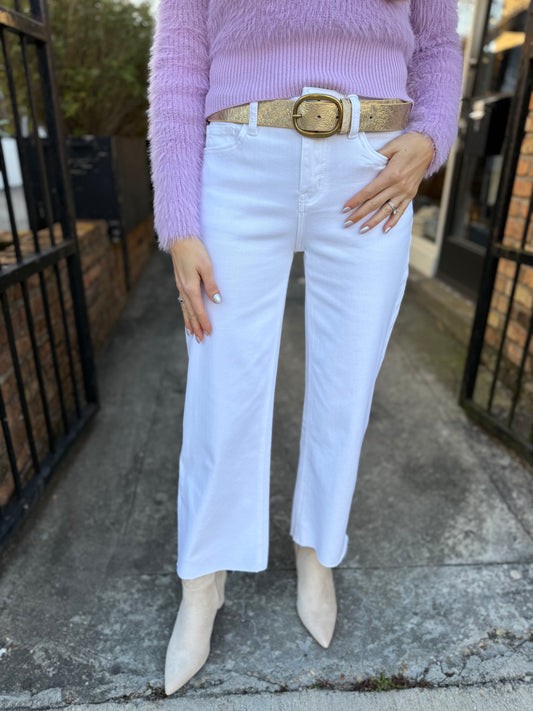 Olivia (Optic White) HR Wide Leg Denim