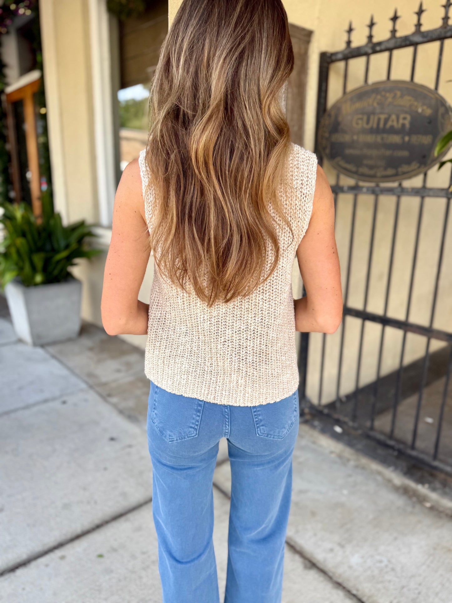 Ashtin Cardi Vest- Taupe/Ivory