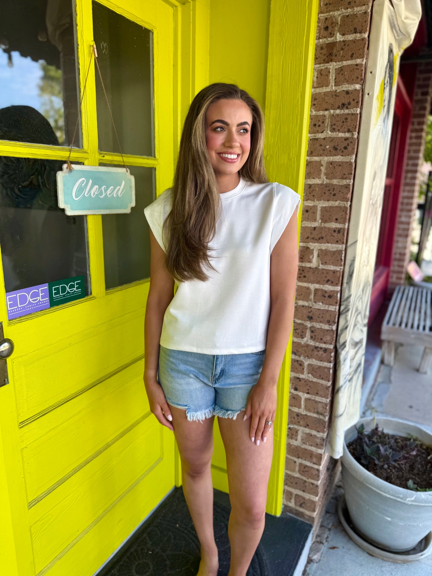 Campo Cap Sleeve Top- Off White