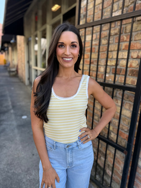 Dejavu Stripe Tank- Butter Yellow