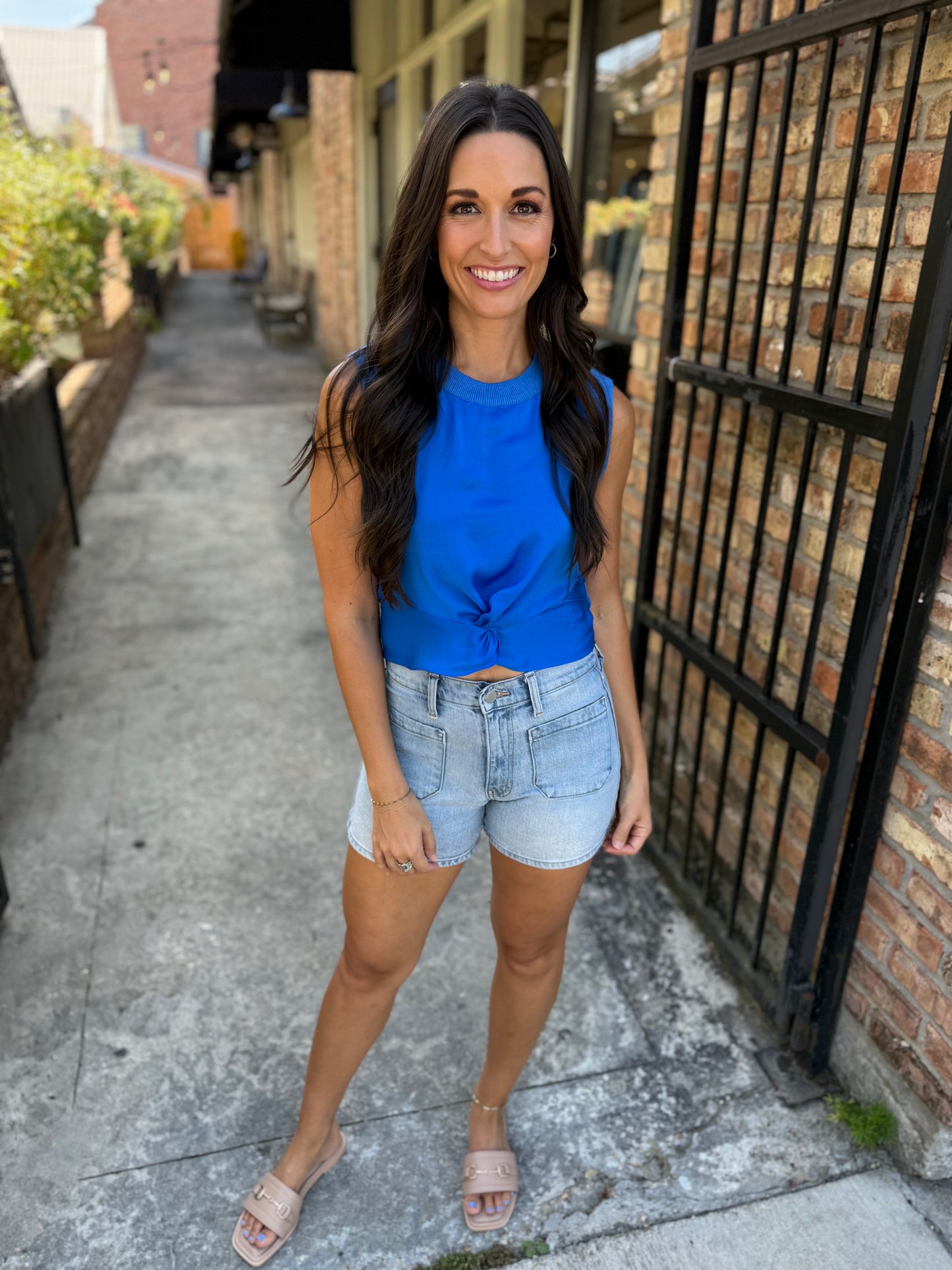 Twist Front Top- Blue