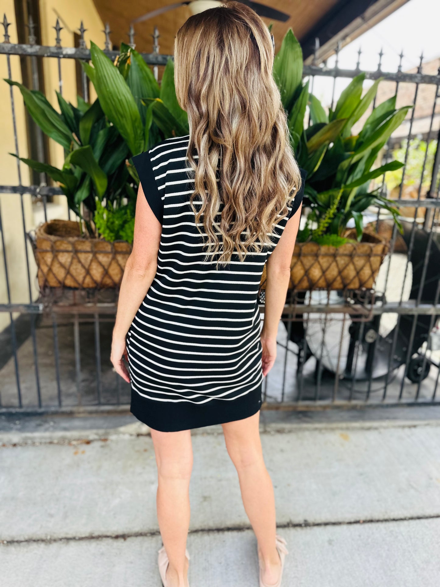 Mackel Striped Dress- Black/Cream