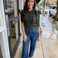 Ava Sweater Top- Olive