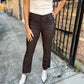 Kelsey (Chocolate) HR Ankle Flare Faux Leather
