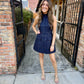 Darcy Mini Dress- Navy Tweed