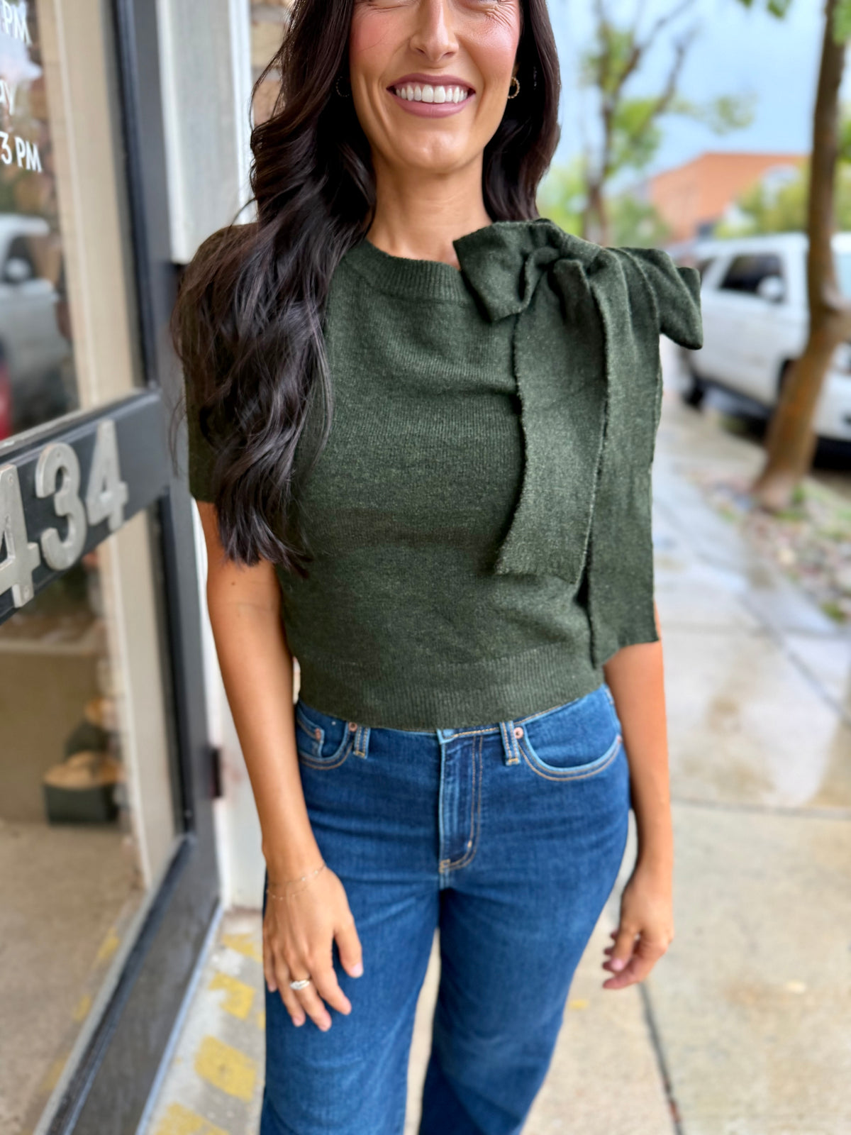 Ava Sweater Top- Olive