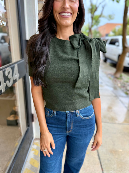 Ava Sweater Top- Olive
