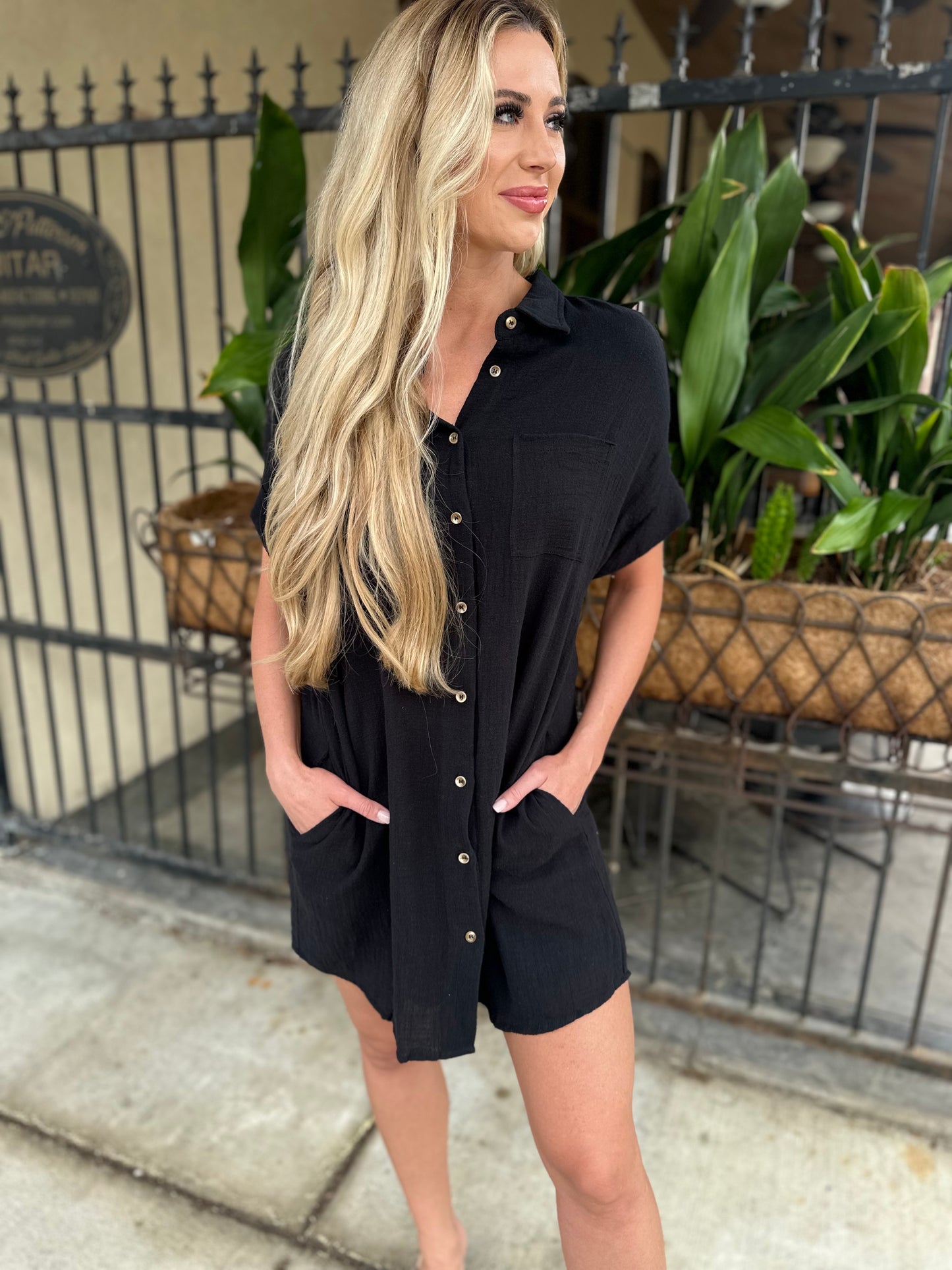 Laura Shirt Dress- Black