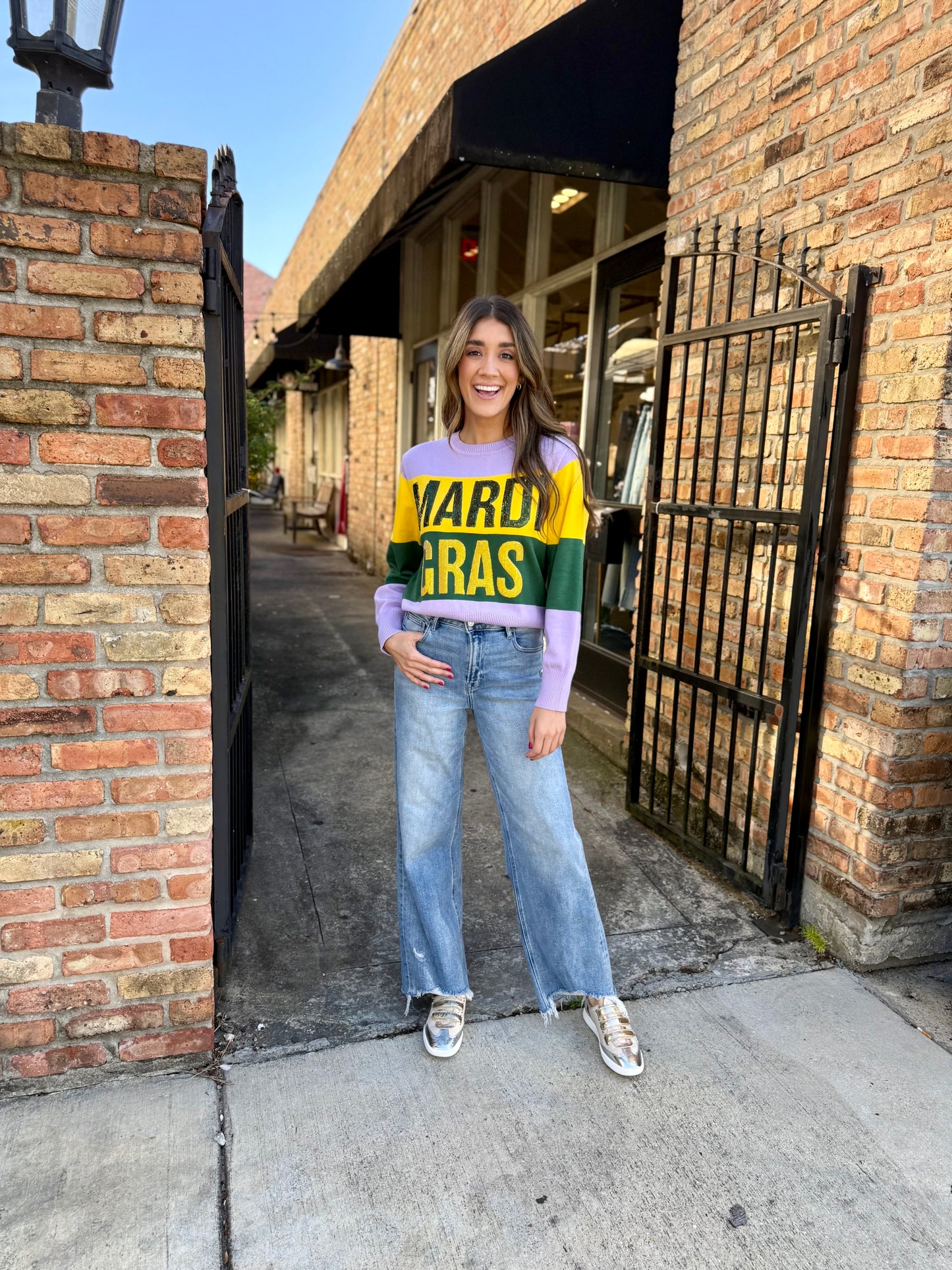 Mardi Gras Colorblock Sweater