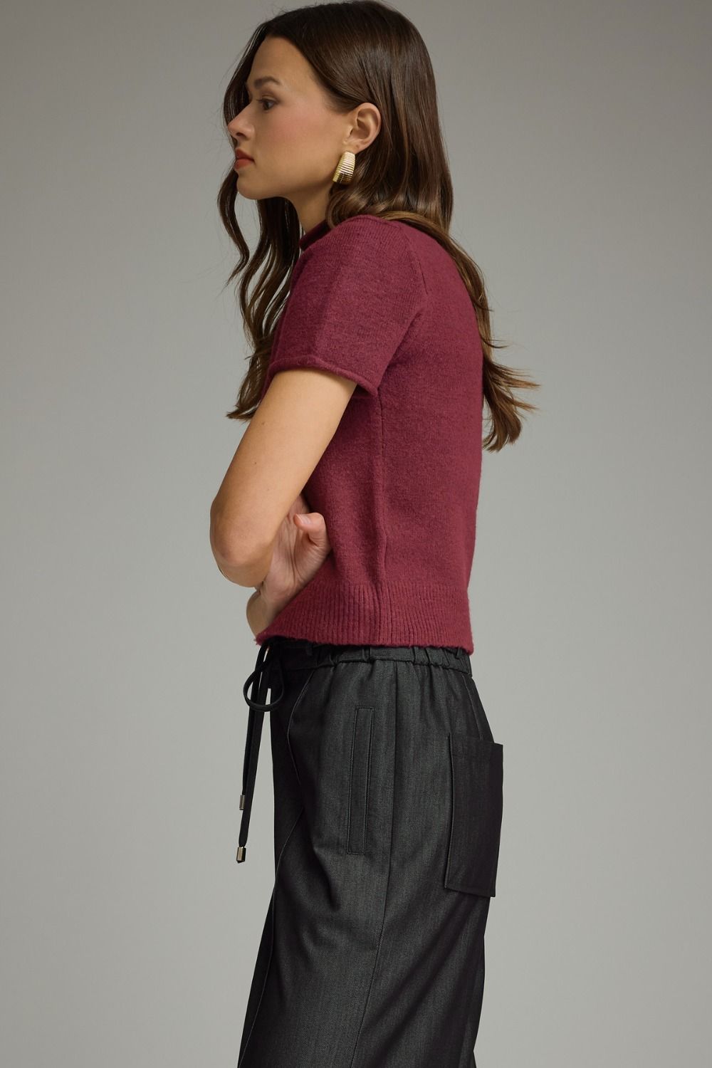 Brandon Sweater Top- Merlot