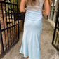 St. Germain Satin Maxi Skirt- Baby Blue