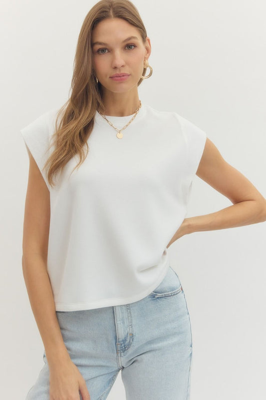 Campo Cap Sleeve Top- Off White