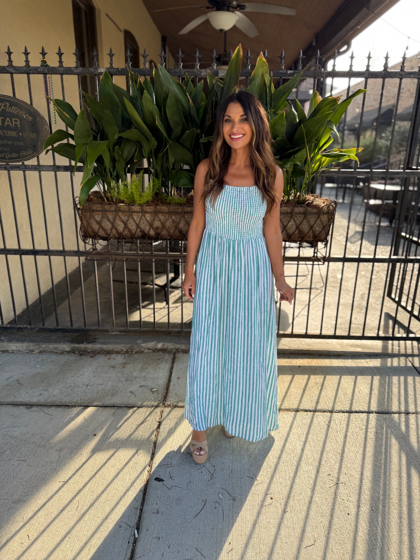 Z Supply Bayside Striped Maxi Dress- Green