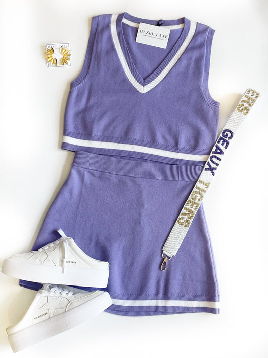 Ivy Top & Skirt 2pc Set- Purple