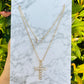 Double Baguette & Cross Necklace