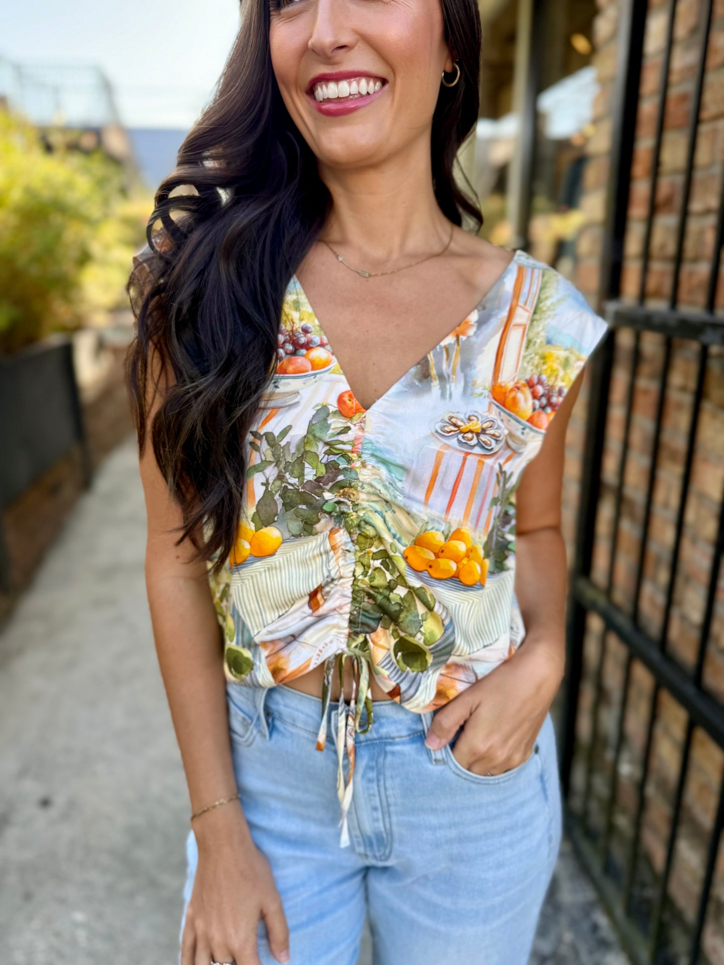 Limoncello Ruched Tank- Sunflower