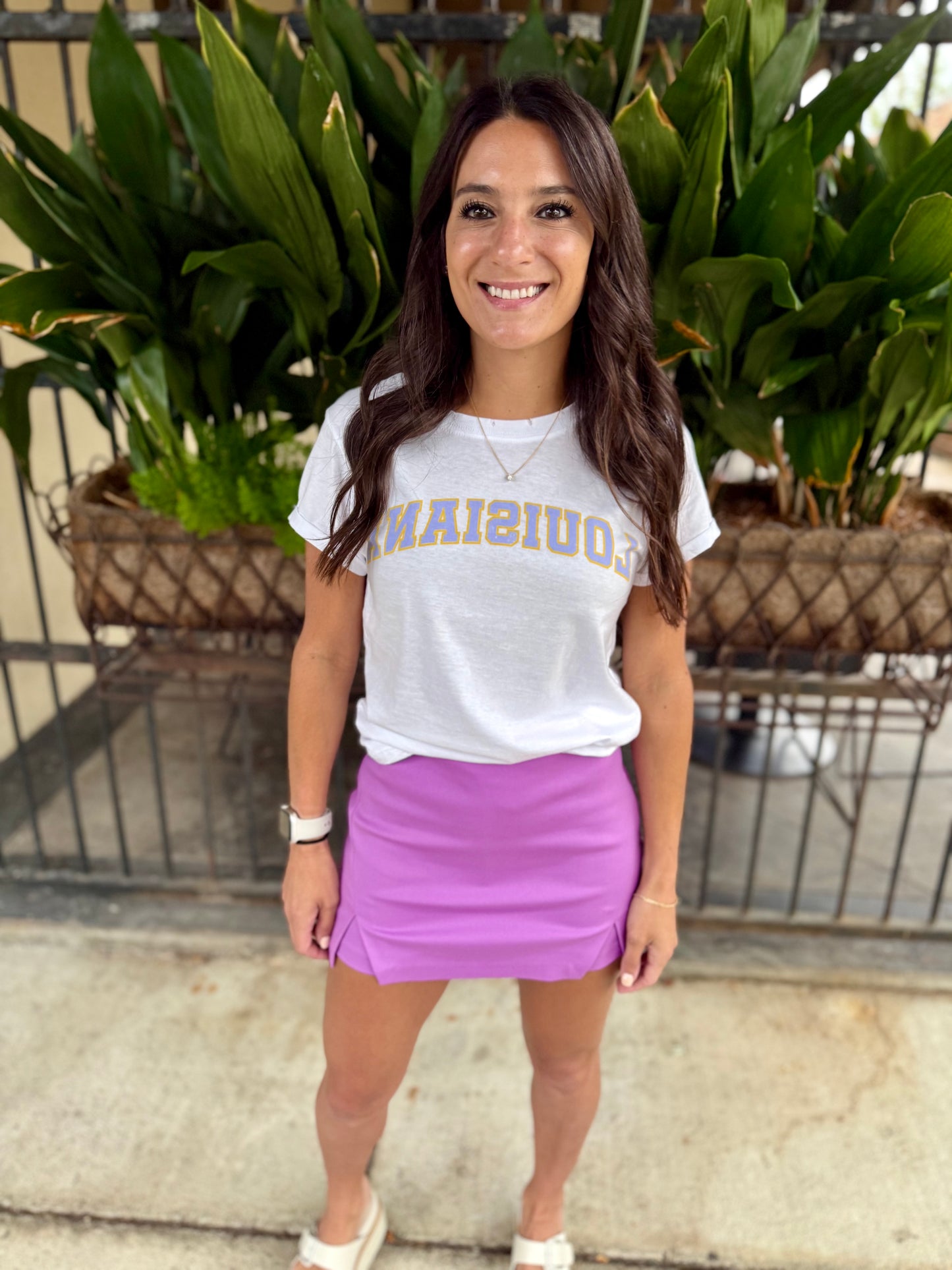 Louisiana Backwards Graphic Tee- White