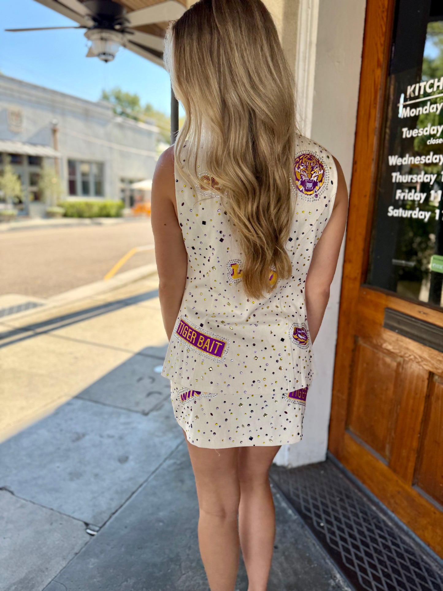 Queen LSU Scattered Logo Rhinestone Skirt