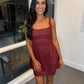 Louis Linen Romper Mini Dress- Brandy Brown