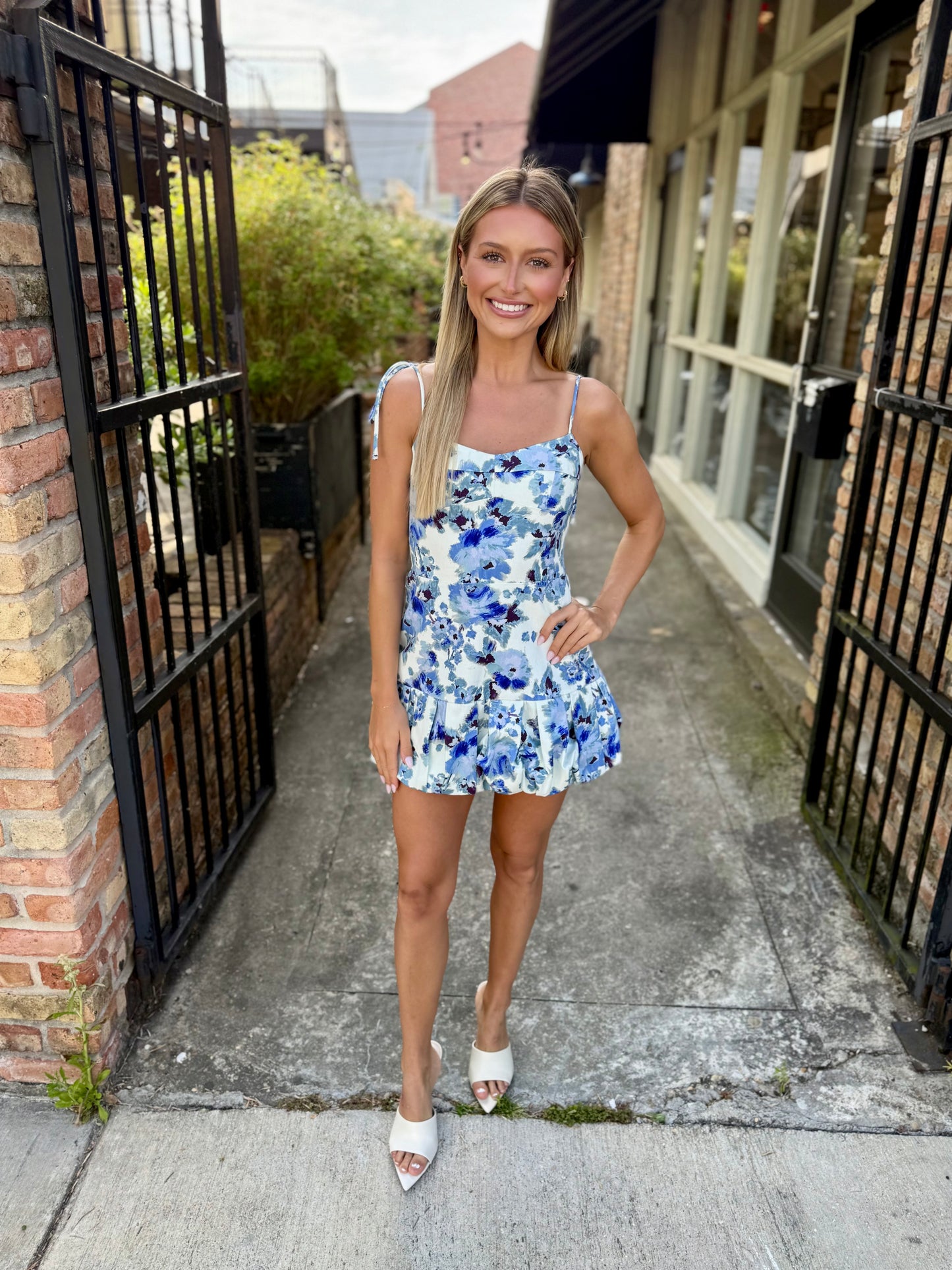 Kyra Mini Dress- Blue Floral