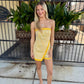 Margot Stripe Romper Wrap Overlay- Yellow/White