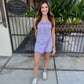 Margot Romper Wrap Overlay- Purple/White