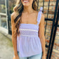 Bow Tie Scallop Top- Lavender