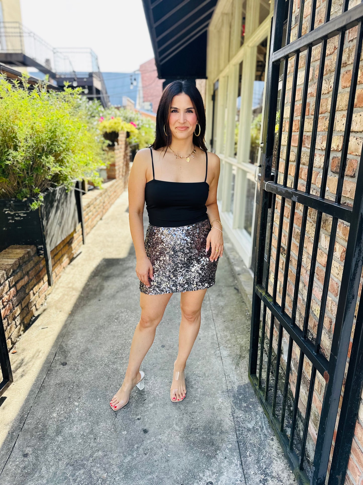 Sequin Mini Skirt- Metal