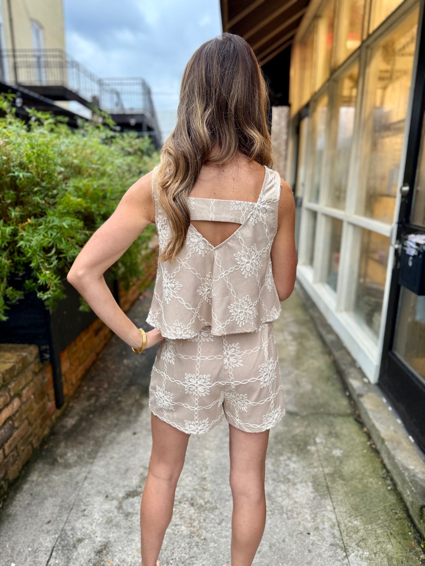 Ellie Embroidery 2 PC Set- Taupe