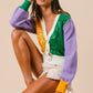 Thoth MG Colorblock Cardigan- Purple