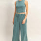 FP Mineral Washed 2 PC Pants Set- Dark Teal
