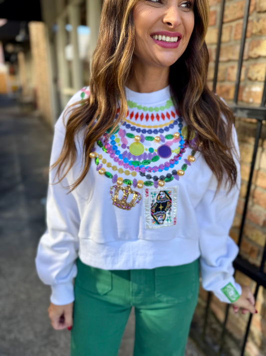 MG Queen Beads Sweatshirt- White