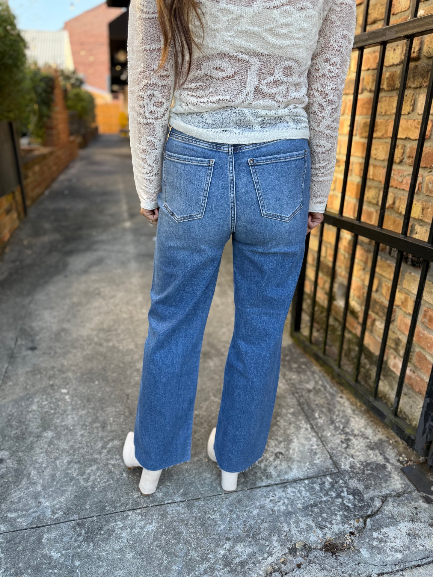 Pleaser High Rise Wide Ankle Denim- Indigo