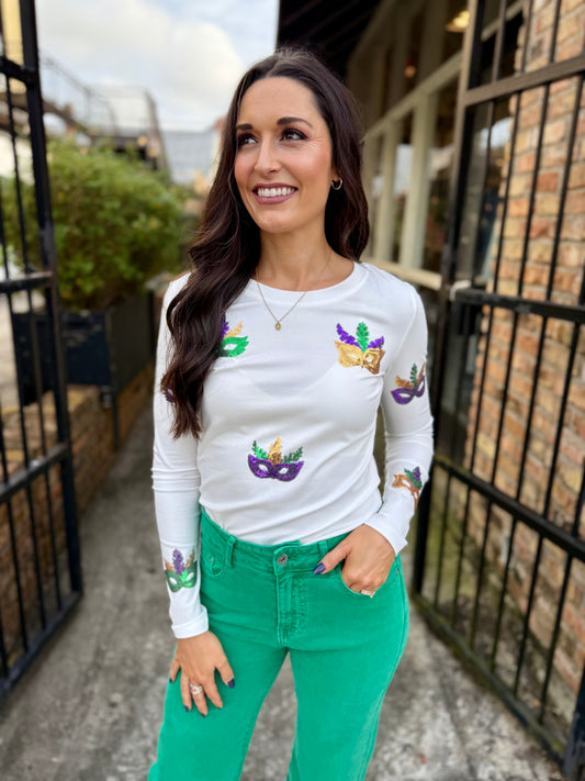 Mardi Gras LS Mask Tee