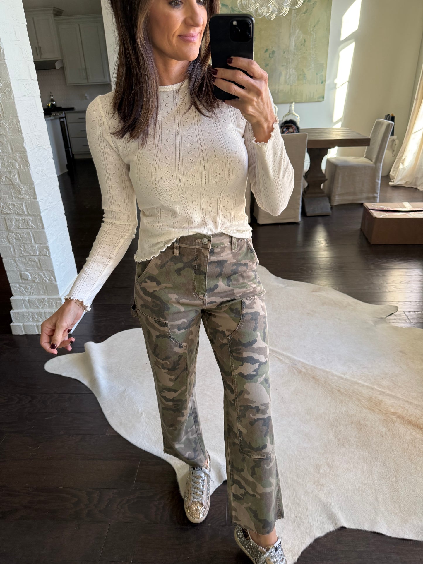 Waverly Pointelle Crewneck Tee- Cloud