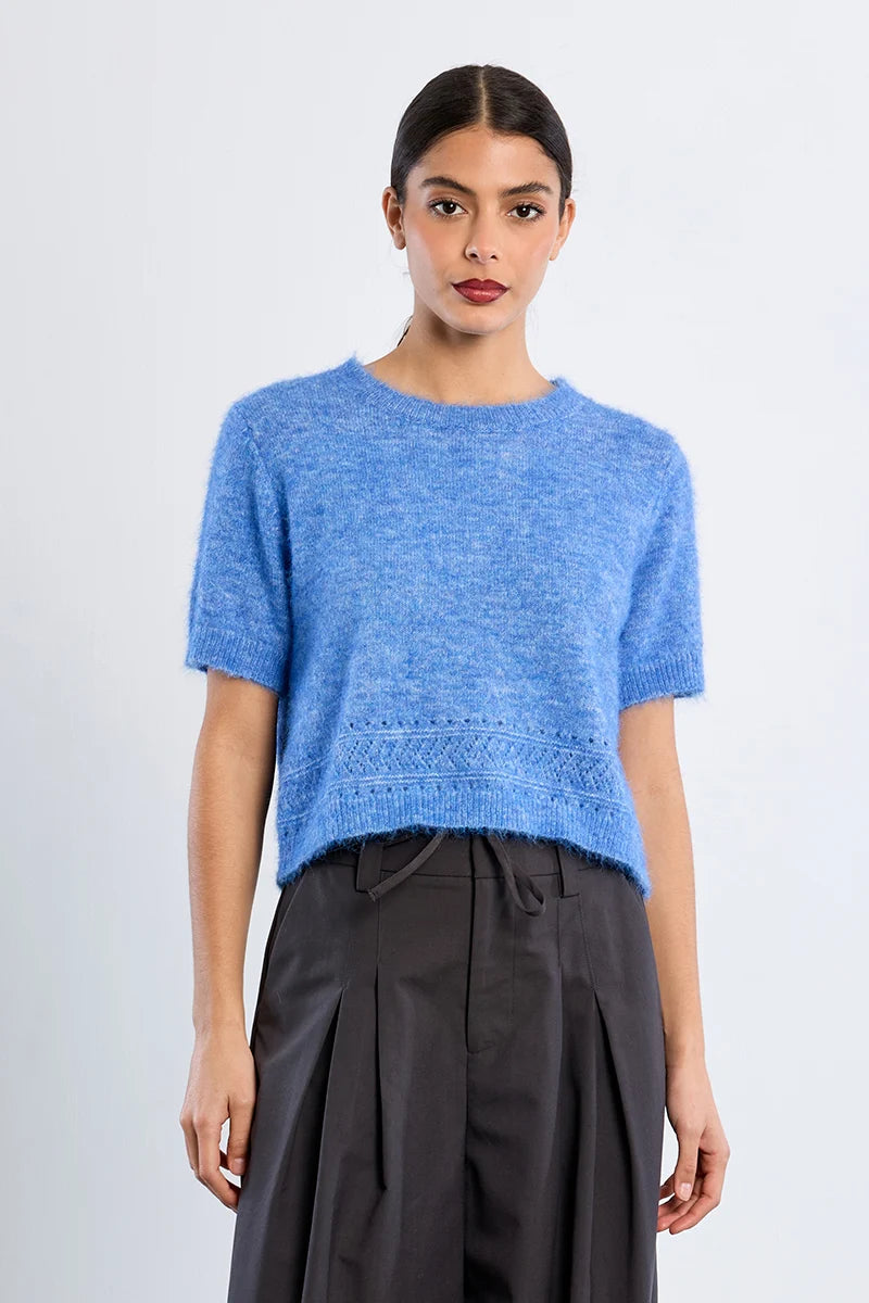 Alexi SS Sweater Top- Blue
