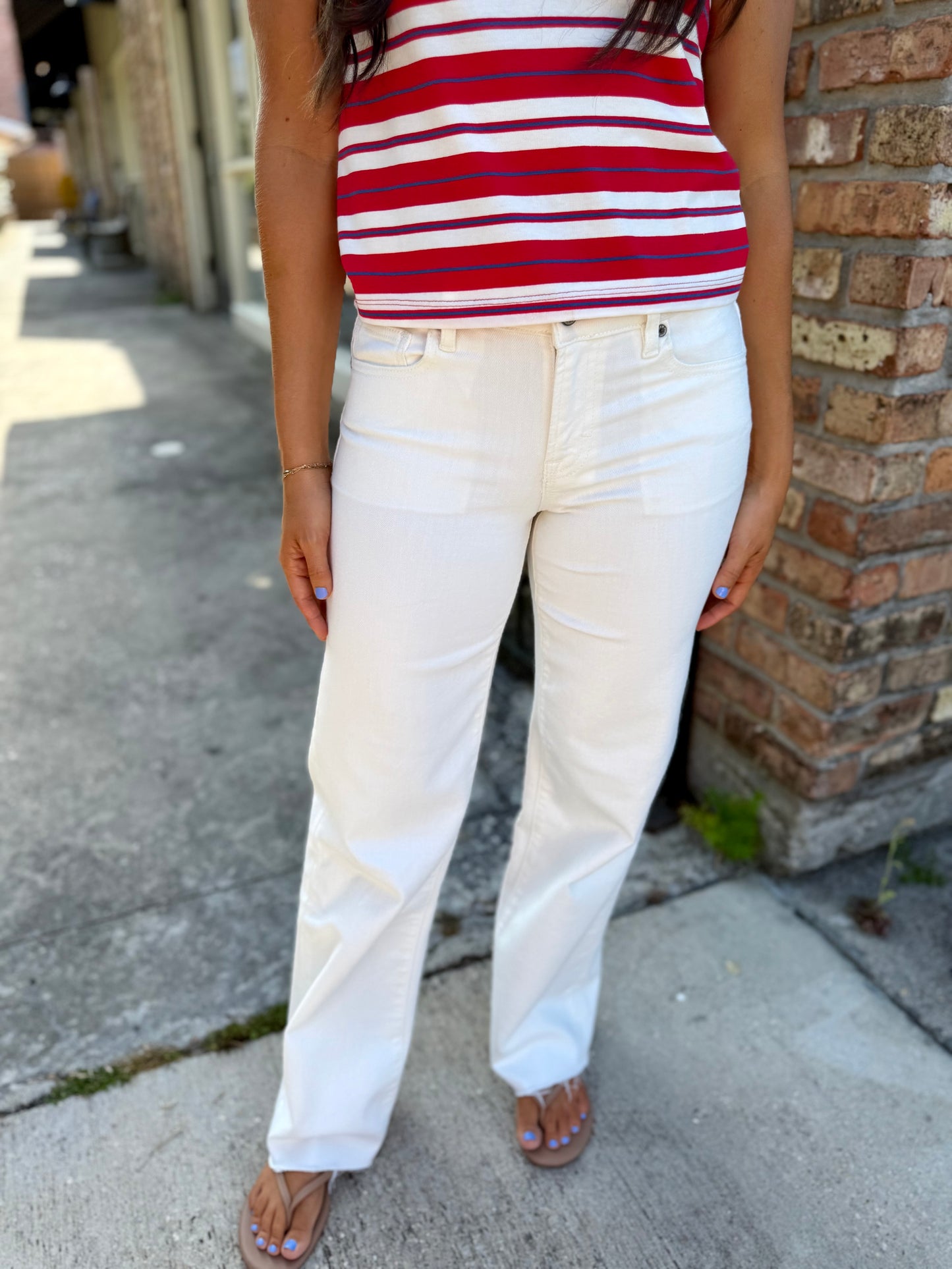 Zuma Stripe Crew Tee- Red