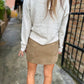 Faux Suede Pocketed Mini Skirt- Olive/Taupe