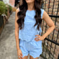 Kendal Embroidered Shorts- Blue