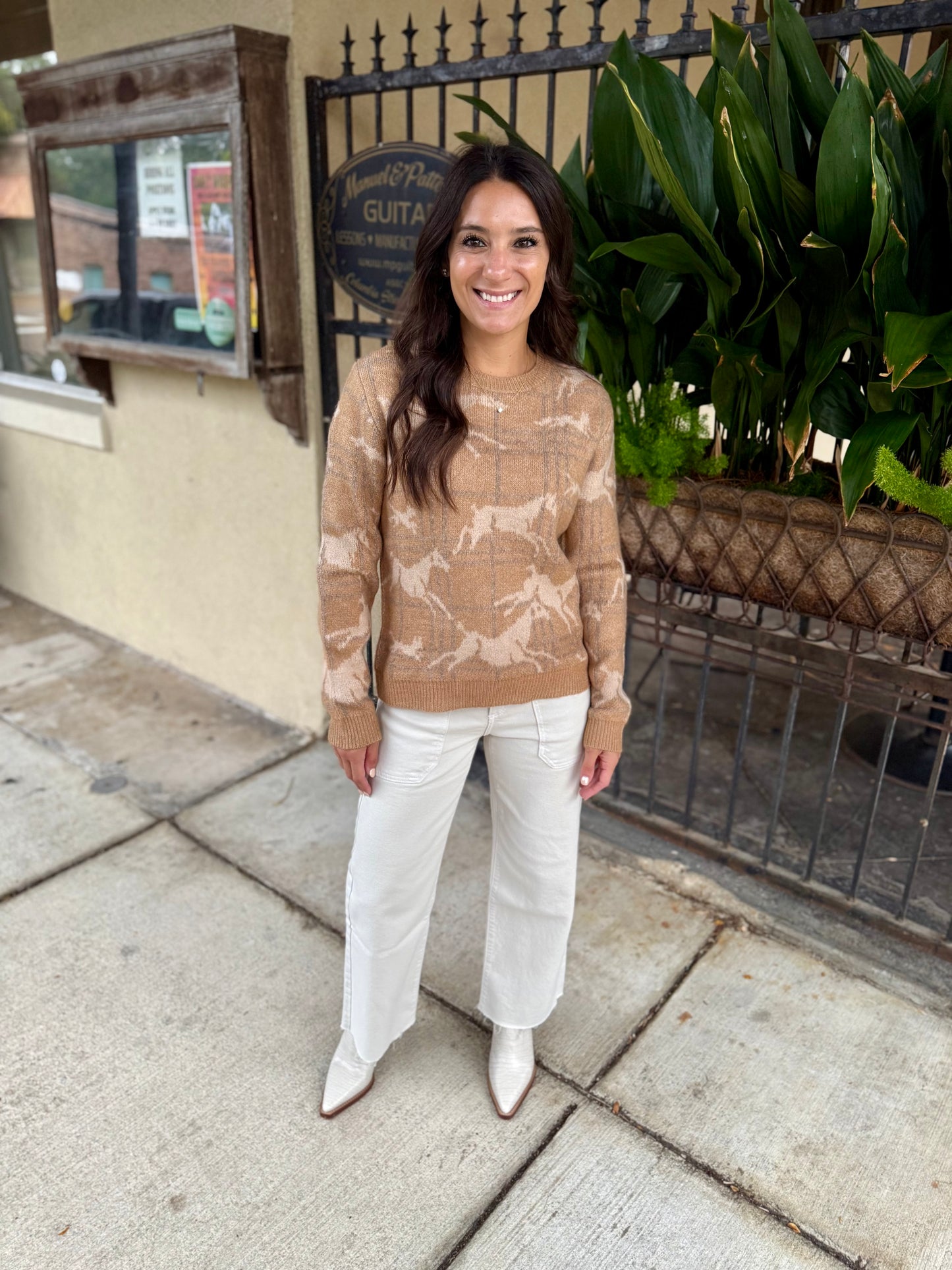 Cerise Horse Sweater- Taupe