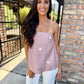 Polka Dot Strapless Top- Mocha