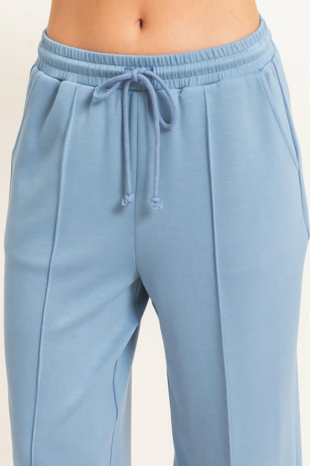Dalton Wide Leg Pants- Dusty Blue