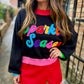 Sparkle Season Colorblock Sweater- Black