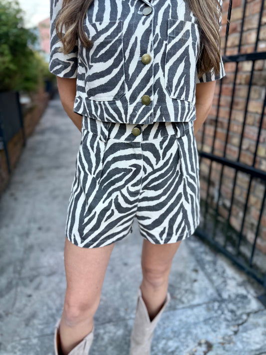 Zebra High Waist Tailored Short